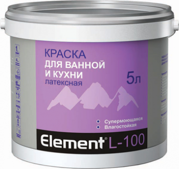 Краска для ванной и кухни латексная супермоющаяся "Alpa Element L-100", белая