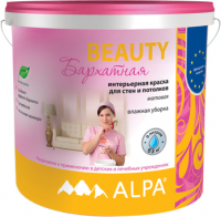 Бархатная интерьерная краска латексная суперстойкая "Alpa Beauty", супербелая